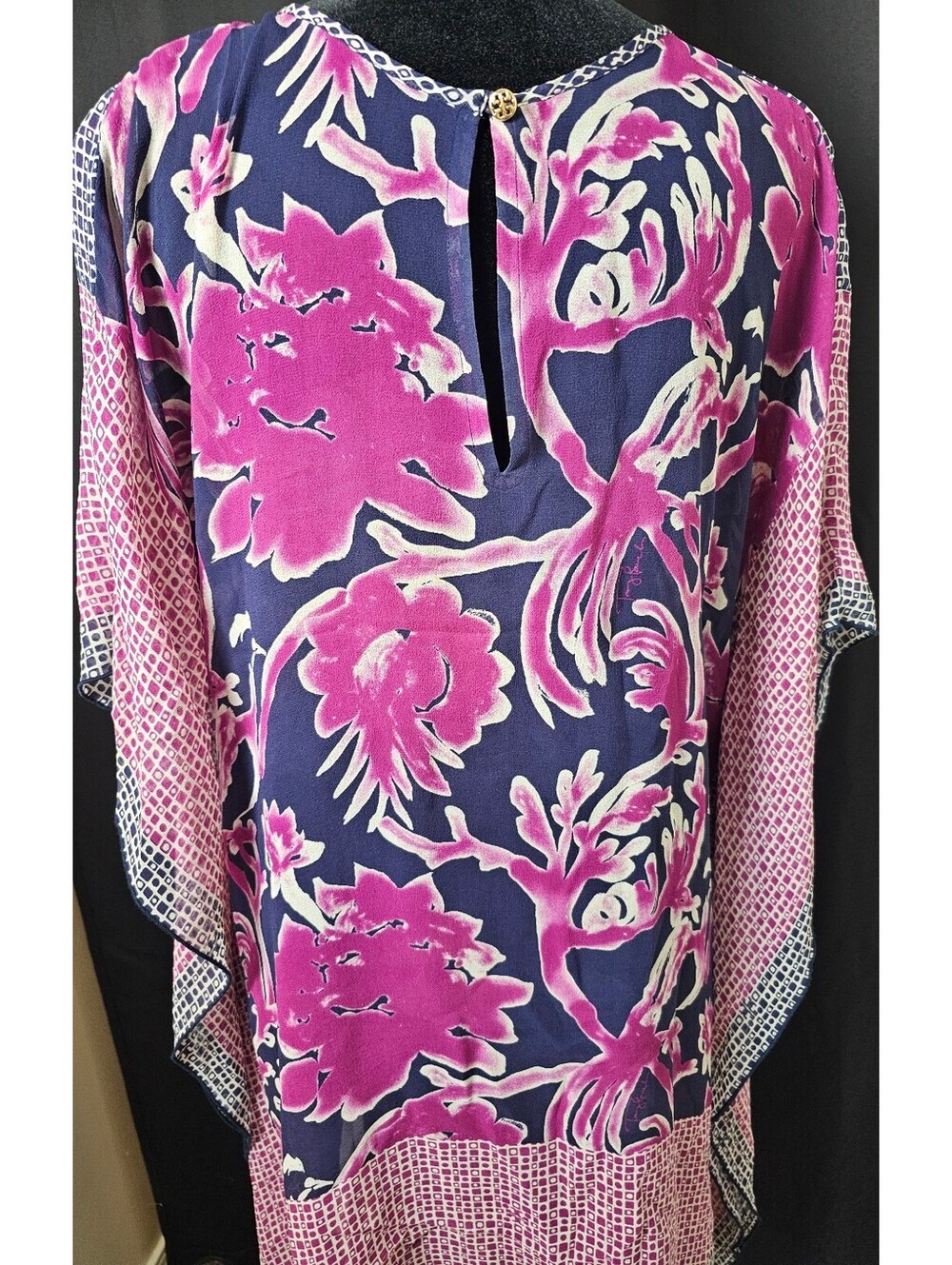 Tory Burch Swim Cover-Up Navy Women S Keyhole 100% Silk